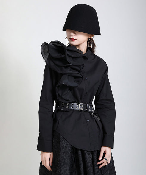 Glossy Dot Bow Blouse