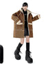 Hooded Faux Shearling Patch Coat