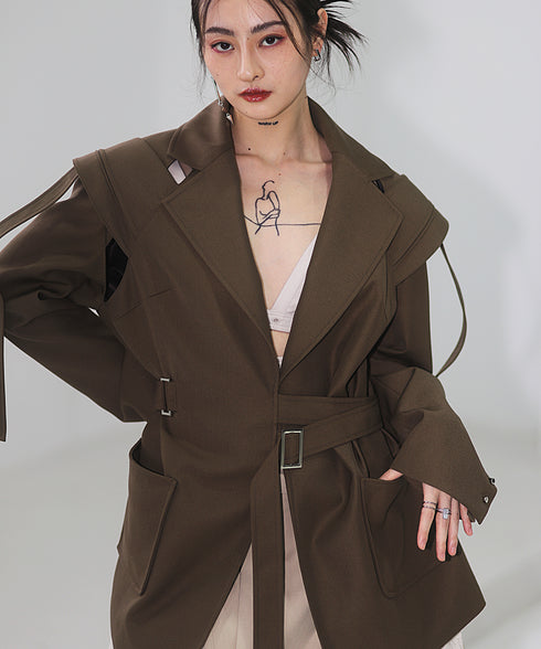 Split Layered Buckle Jacket