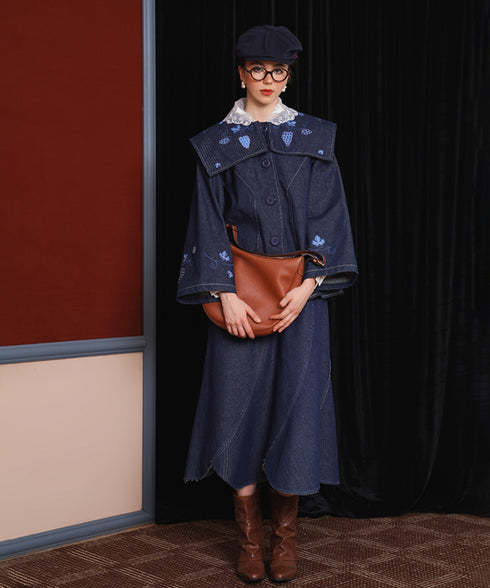 Curve Cut Denim Skirt