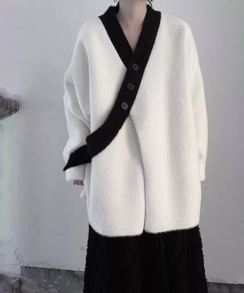 Diagonal Button Knit Top