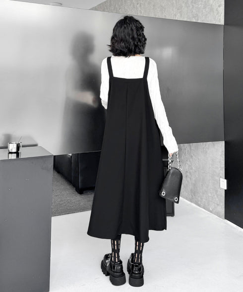 Bicolor Pleated Jumper Dress