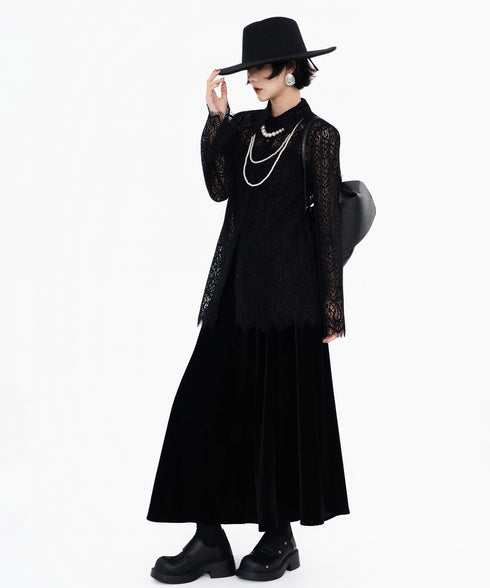 Lace Pattern Sheer Blouse