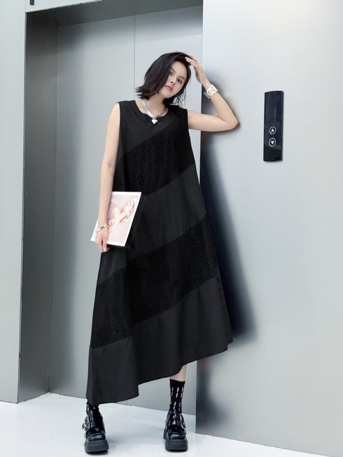 Diagonal Mesh Panel Dress