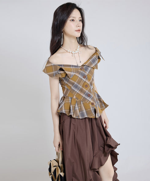 Fold Collar Peplum Top