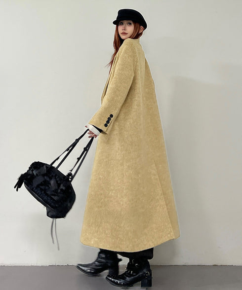 Golden Texture Double Breasted Long Coat