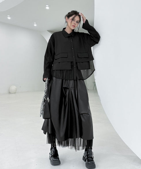 Layered Balloon Mesh Skirt