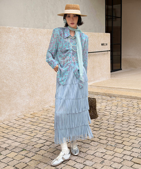 Veil Tie Print Blouse