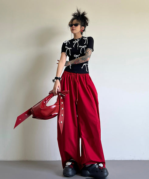 Lace Line Wide Pants