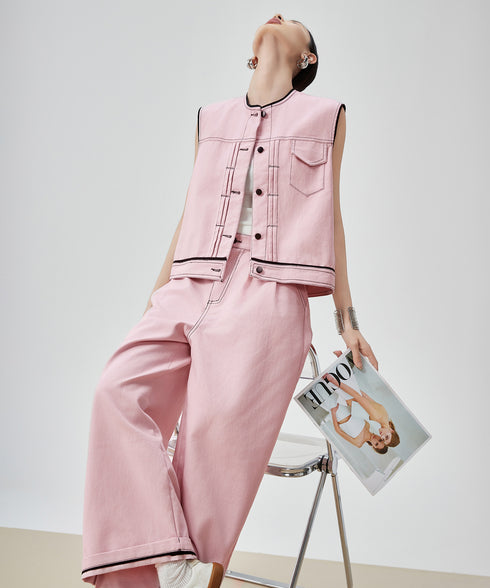 Contrast Stitch Pink Denim Series