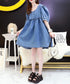 Ribbon Back Volume Denim Dress