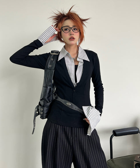 Stripe Layered Top & Wide Pinstripe Pants Series