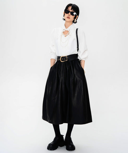 Lace Collar Volume Sleeve Blouse