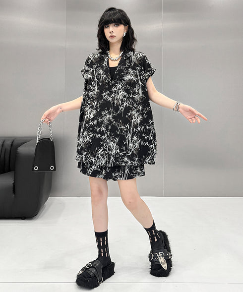 Shadow Bamboo Blouse & Shorts Co-ord