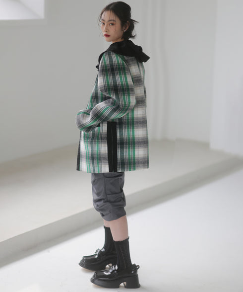 Frill Collar Plaid Jacket