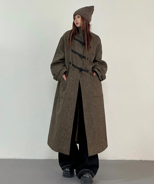 Herringbone Toggle Long Coat