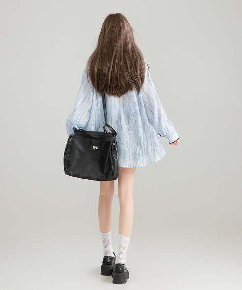 Shoulder Slit Gather Blouse