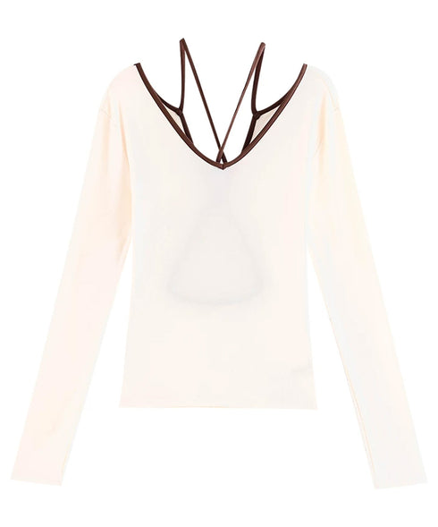 Back Line Strap V Neck Top