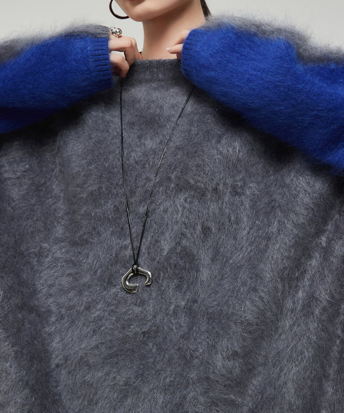 Soft Fuzzy Contrast Sleeve Top