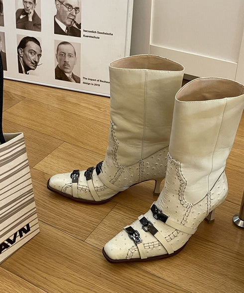 Whipstitch Buckle Boots