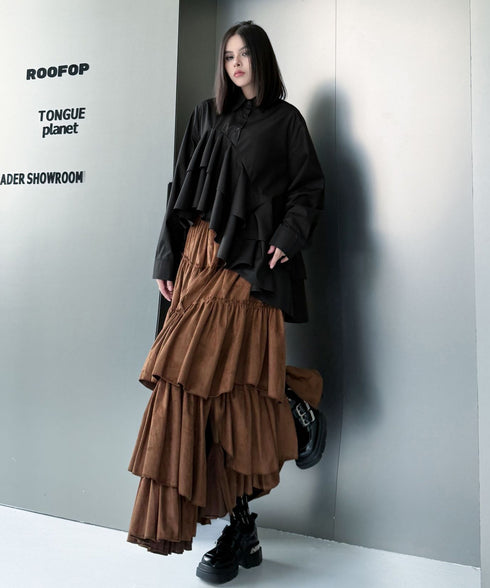 Layered Volume Maxi Skirt