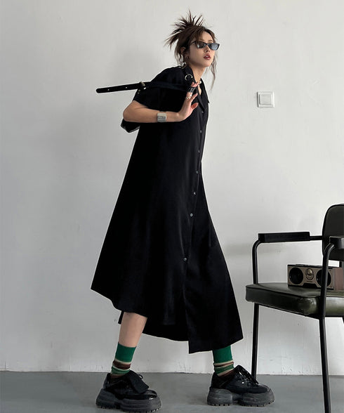 Dark Loose Shirt Dress