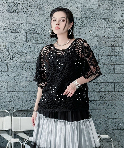 Flower Pearl Crochet Top