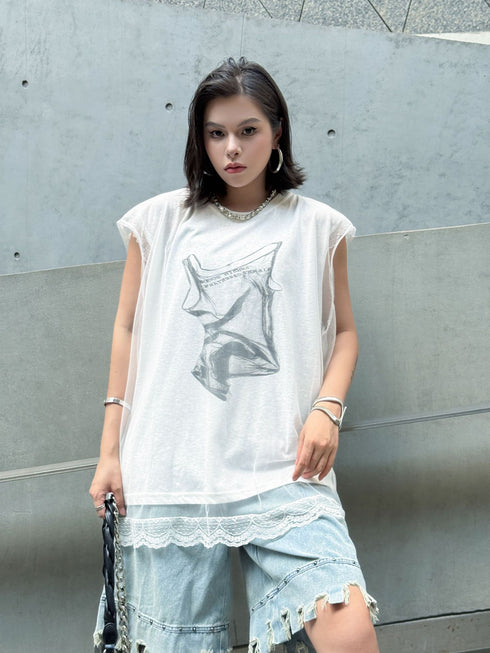 Mesh Overlay Graphic Tank