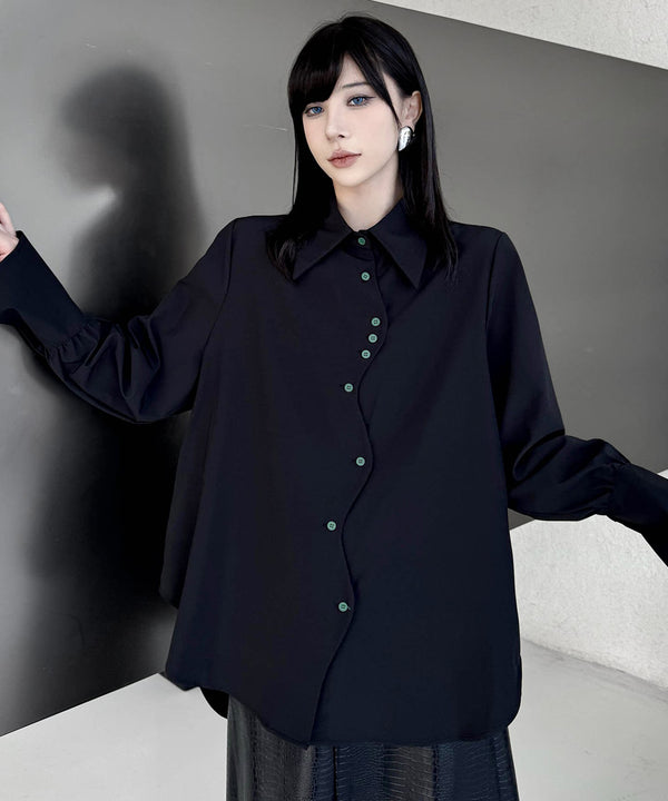 Wave Button Flare Sleeve Shirt