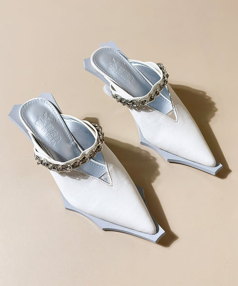 Chain Strap V-Cut Mules