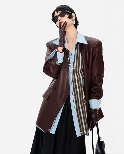 Stripe Layered Oversized Shirt