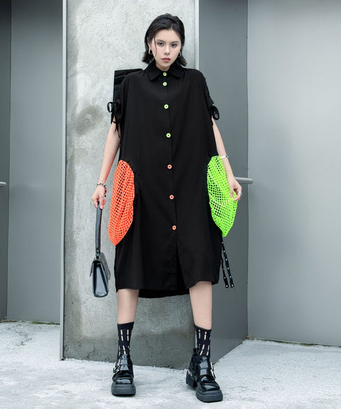 Neon Pocket Shirt Dress