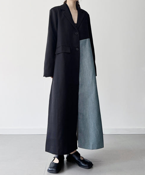 Contrast Paneled Tailored Coat