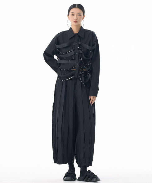 Strap Detail Structured Blouse