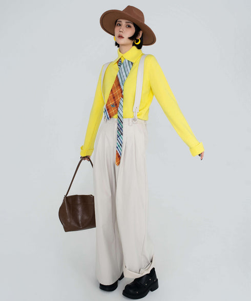 Suspender Wide Leg Pants