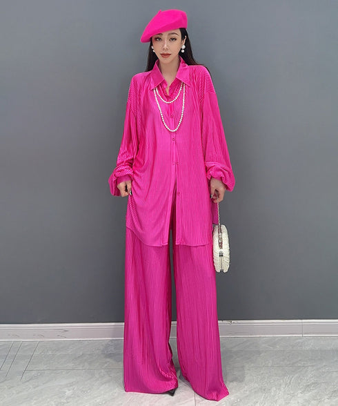Pleat Flow Blouse&Pants Co-ord