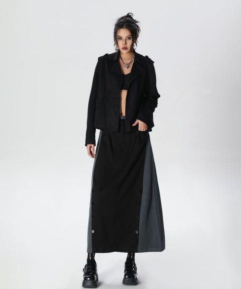 Dual Panel Buttoned Skirt