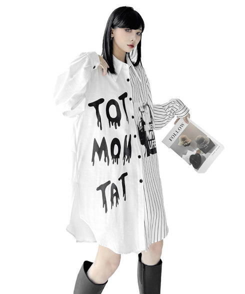 Split Print Stripe Shirt