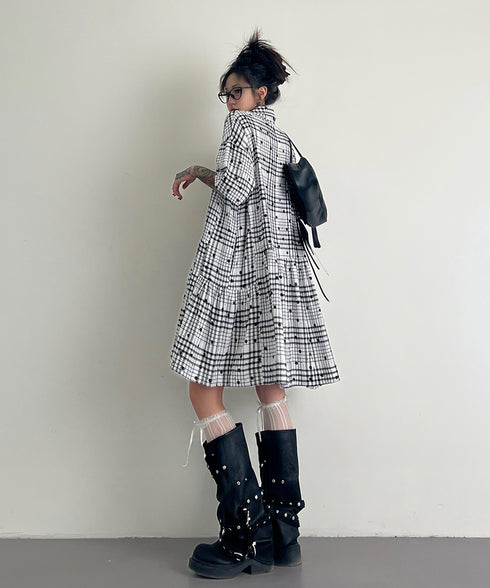 Star Monochrome Check Dress