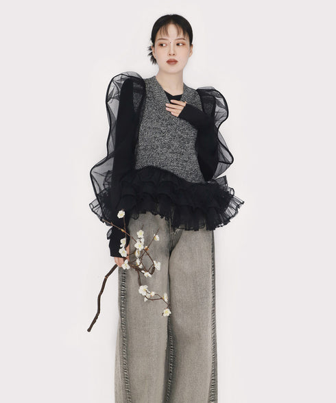Virelle Veil Ruffle Top