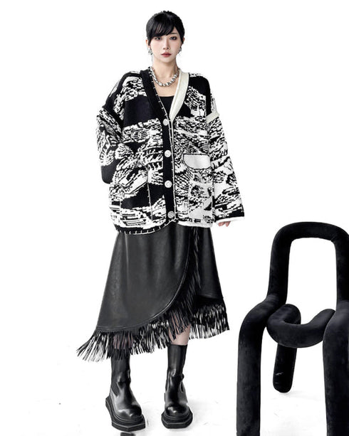 Graphic Knit Cardigan
