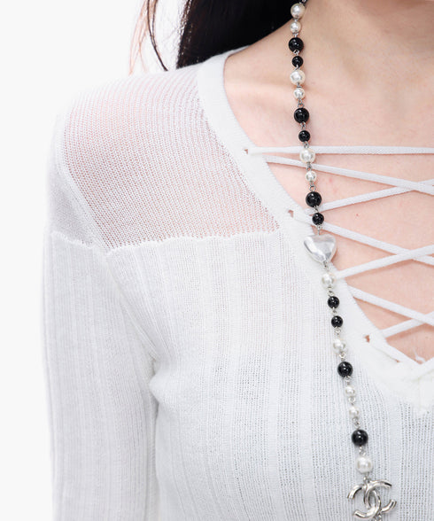 Sheer LaceUp Rib Top