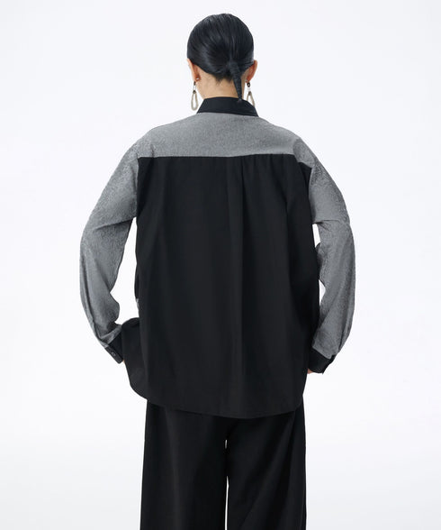Diagonal Panel Sheer Shirt