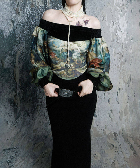 Marble Sheer Flare Dress