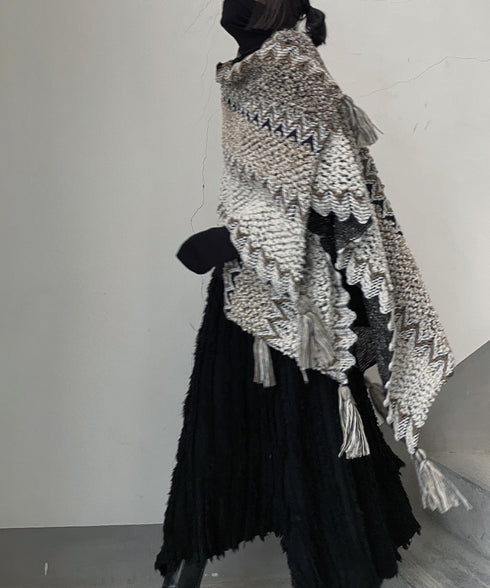 Multi Pattern Knit Cape