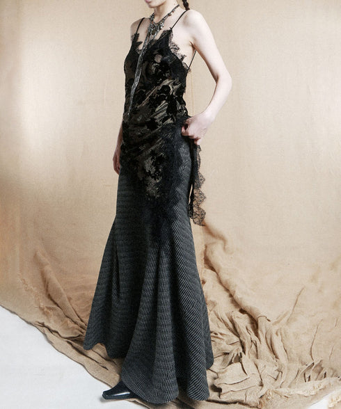 Rib Drape Flare Skirt