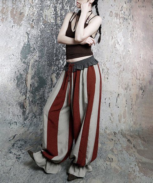 Stripe Gather Balloon Pants