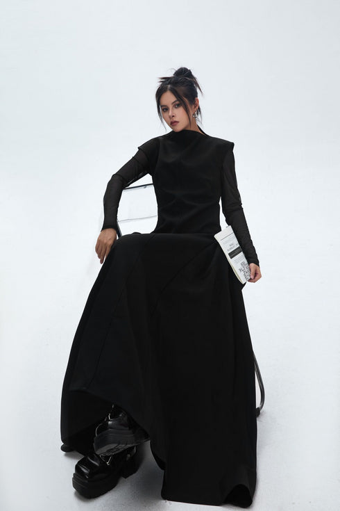 Sheer Sleeve Long Dress