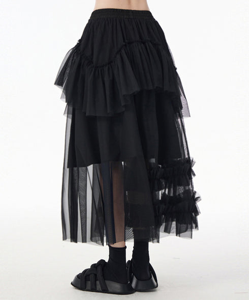 Layered Sheer Mesh Skirt