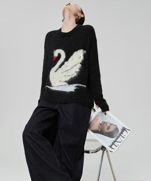 Crystal Swan Knit Top